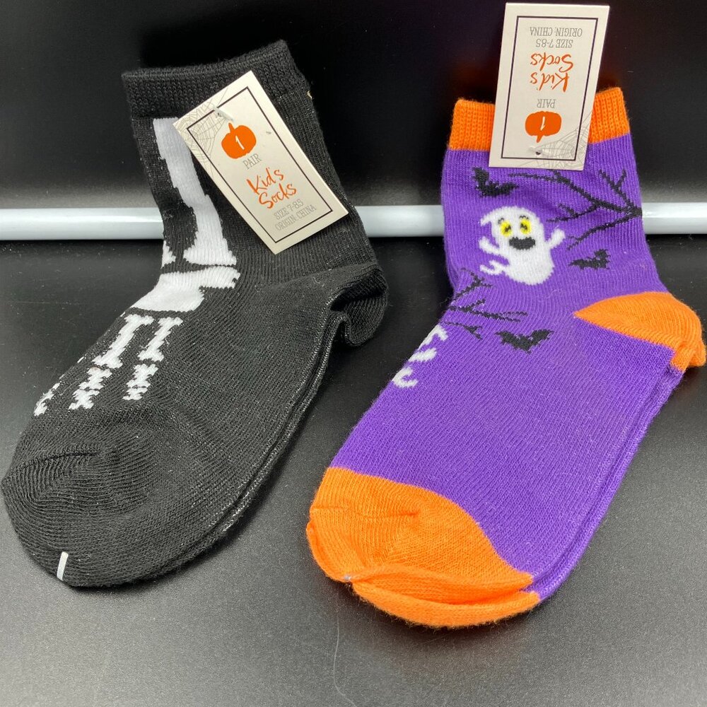 Made for Retail Ghost and Skeleton Kids Socks Size 7-8.5 2 Pair Set